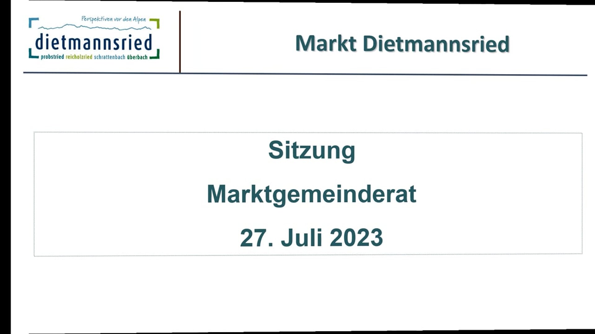 Sitzung Marktgemeinderat vom 27. Juli 2023