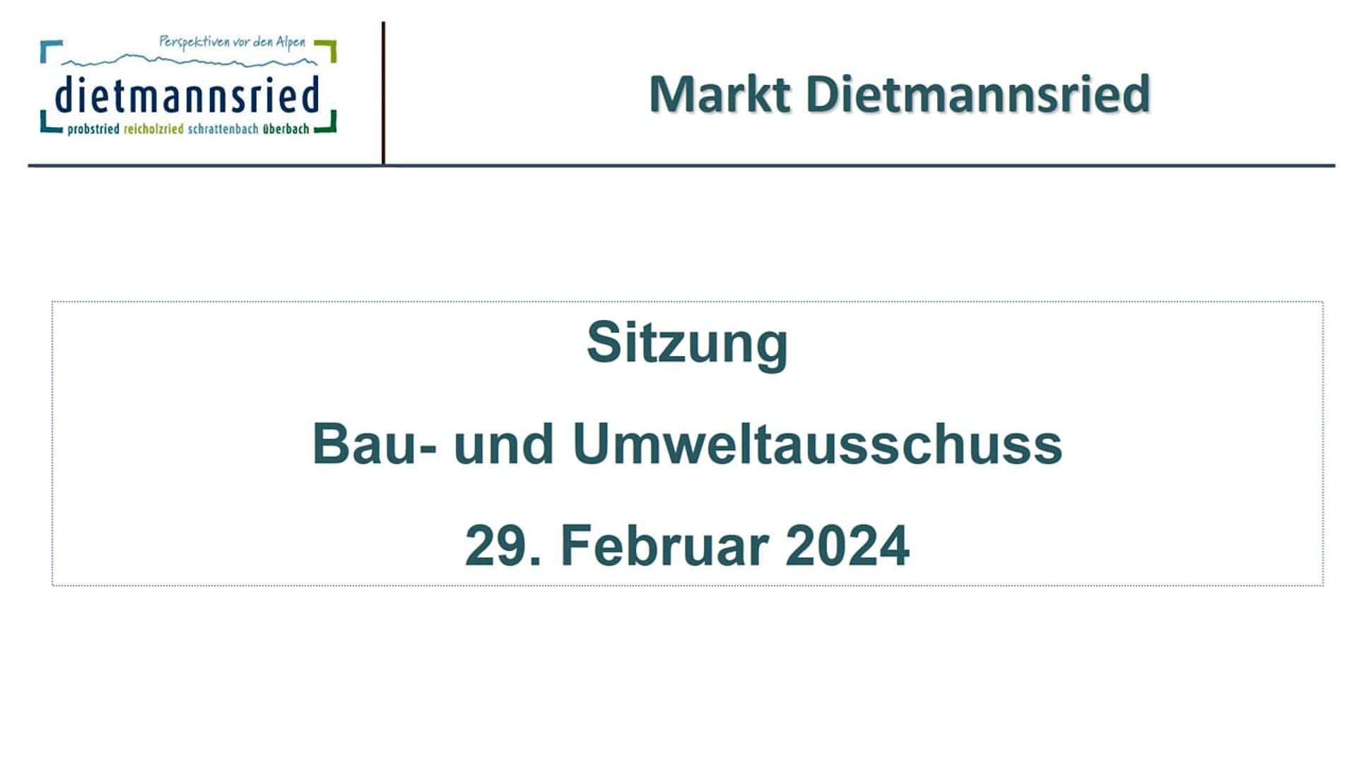 Sitzung Bau- und Umweltausschuss 29. Februar 2024