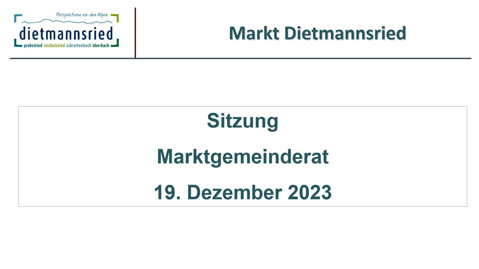 Sitzung Marktgemeinderat vom 19. Dezember 2023