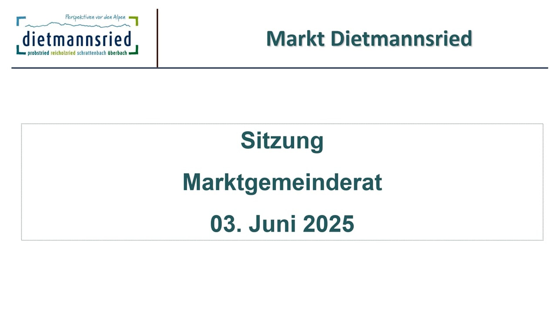 Sitzung Marktgemeinderat vom 03.06.2025