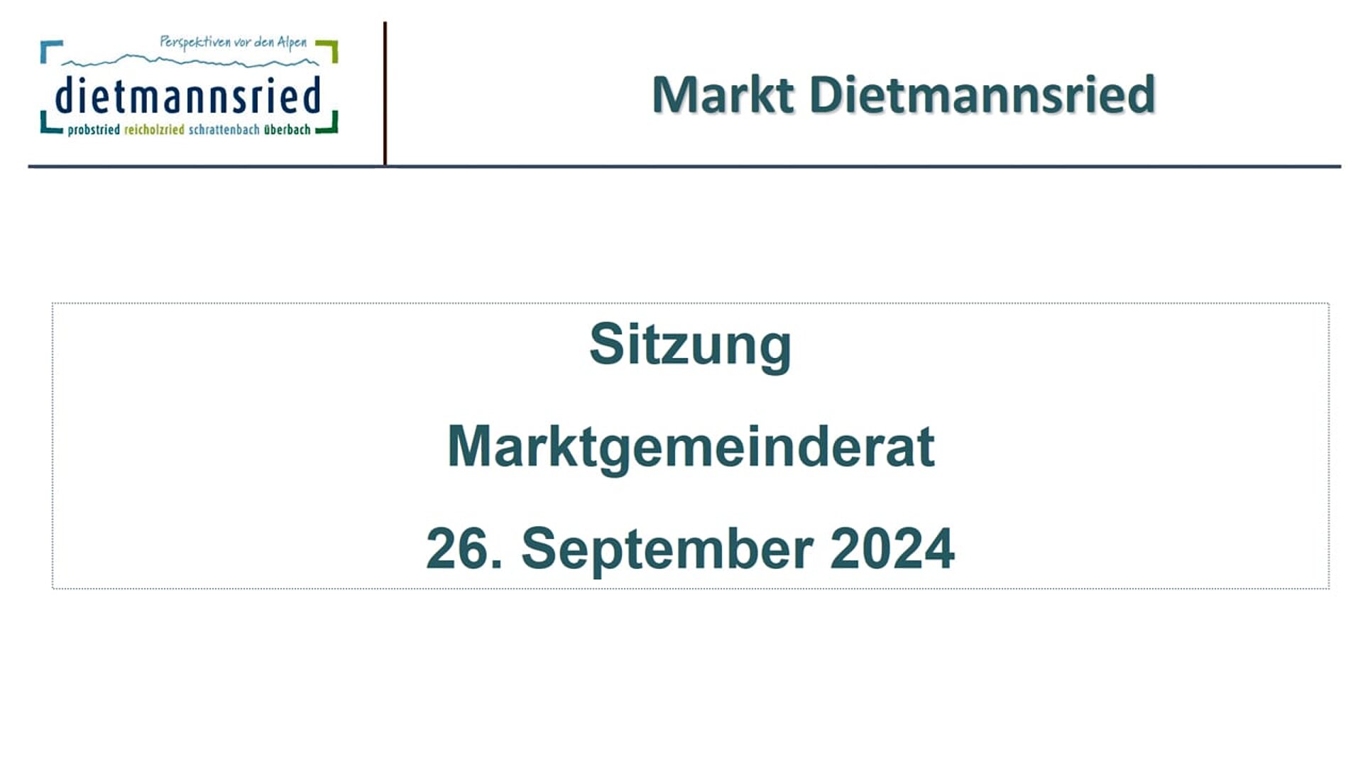 Sitzung Marktgemeinderat 26. September 2024