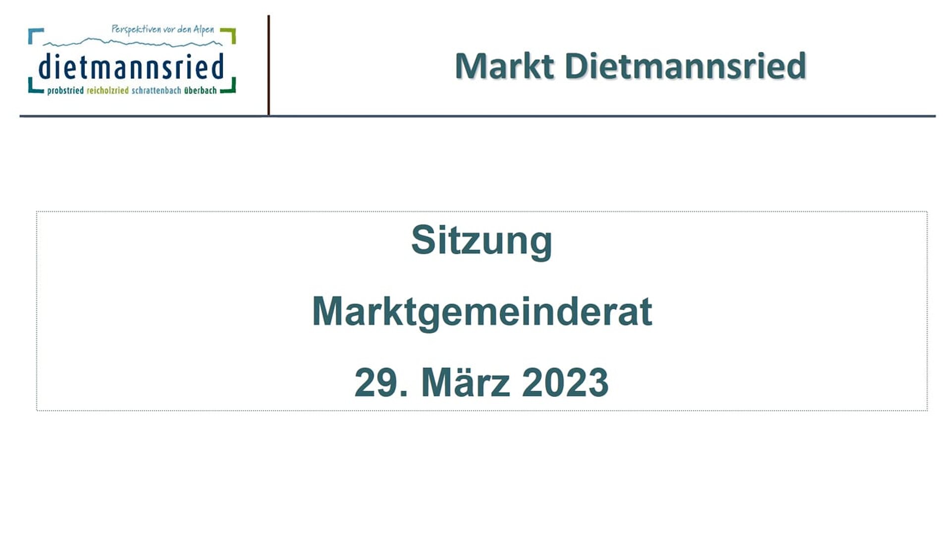 Sitzung Marktgemeinderat vom 29.03.2023
