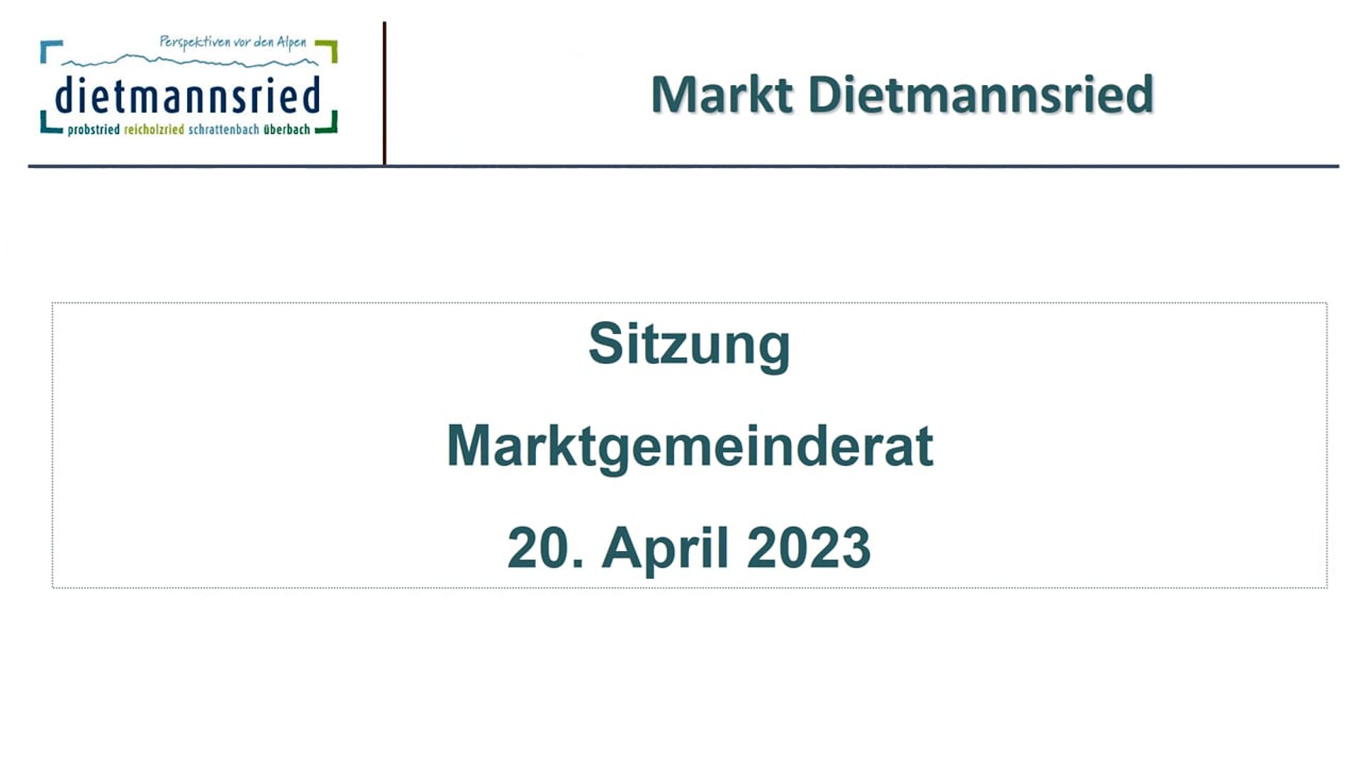 Sitzung Marktgemeinderat 20. April 2023