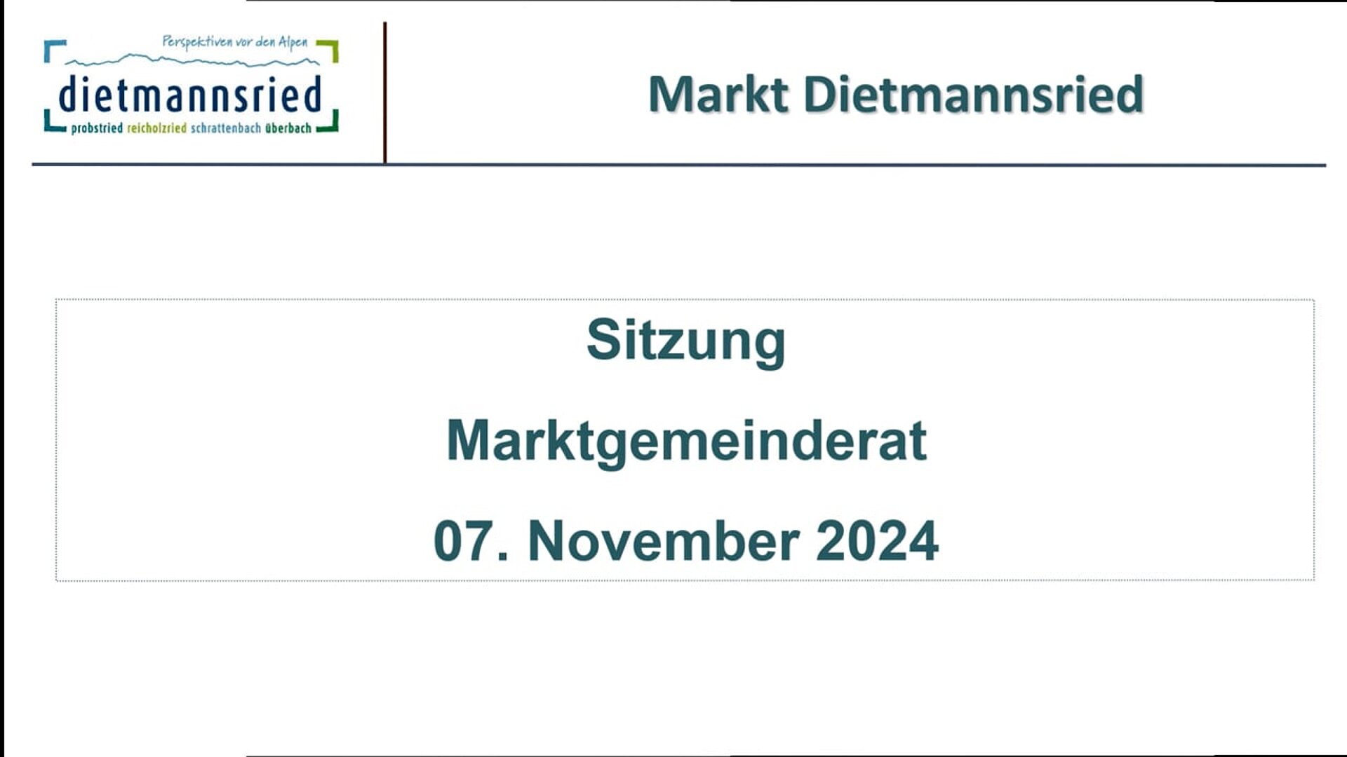 Sitzung Marktgemeinderat 07.November 2024
