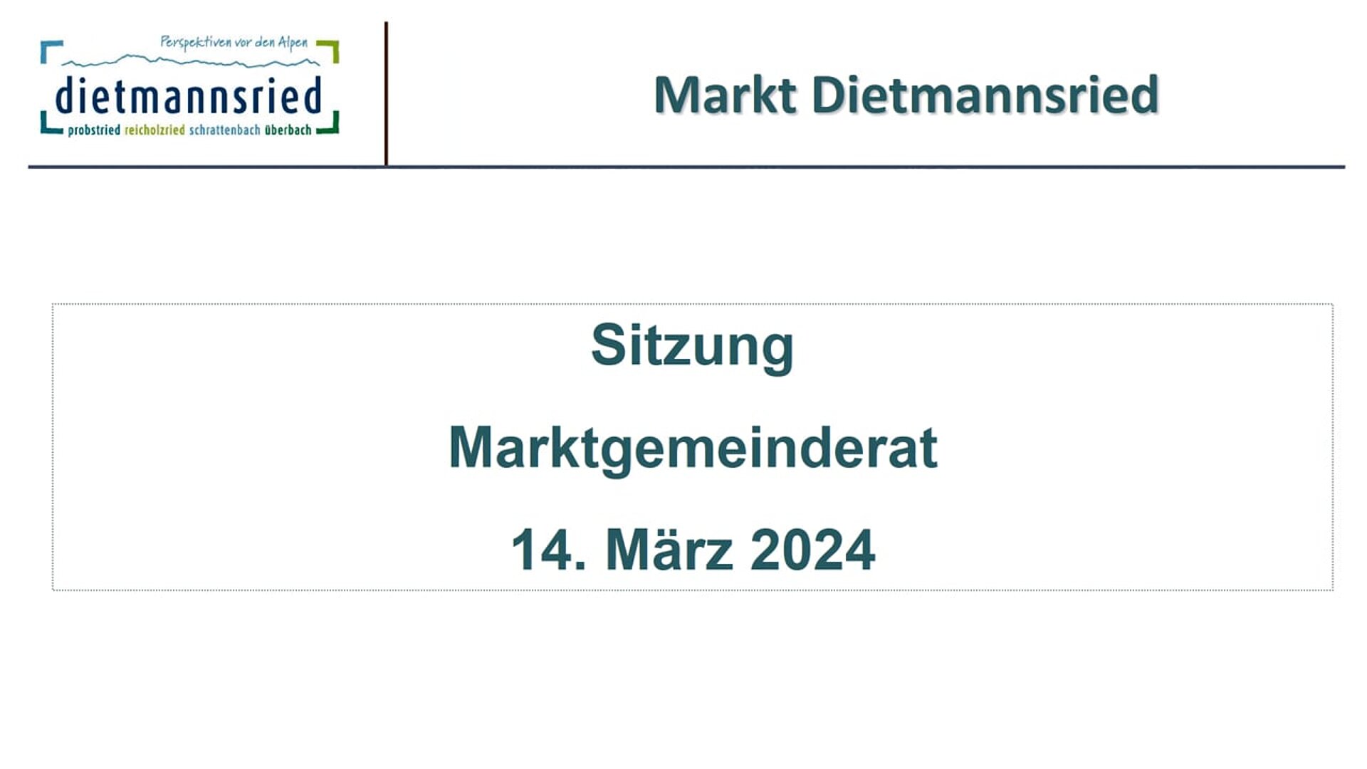 Sitzung Marktgemeinderat 14. März 2024