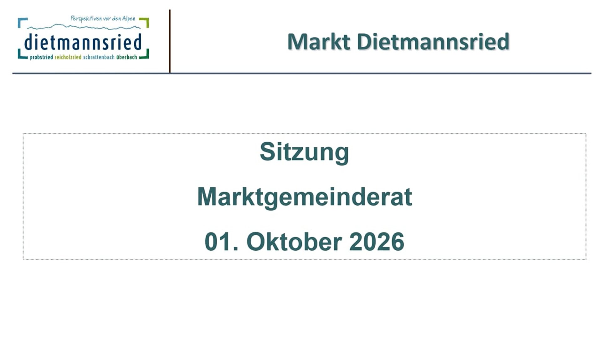 Sitzung Marktgemeinderat vom 01.10.2026